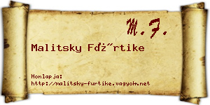Malitsky Fürtike névjegykártya